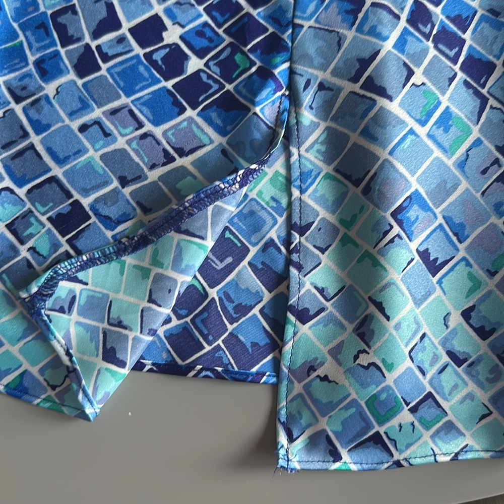 90’s Victoria’s Secret Satin Blue Mosaic Tile Geometric Print Slip Dress Small - Picture 10 of 13